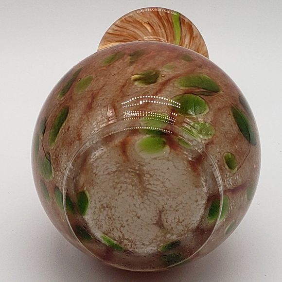 Maltese Mtarfa Green Rust Spatter Stretched Art Glass Vase - Picture 8 of 11